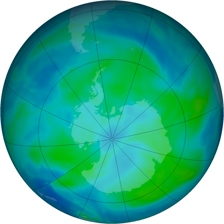 Antarctic ozone map for 20 February 2014